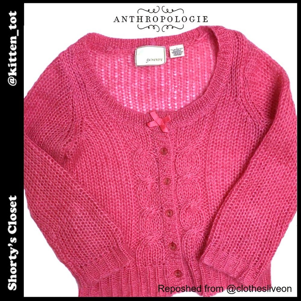 Like new! Sweet bright pink mohair blend cardigan